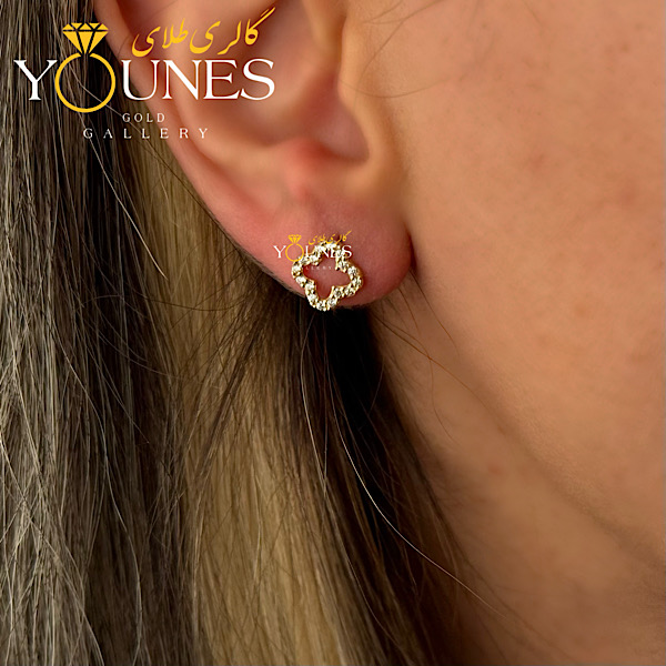 گوشواره طلا میخی ونکلیف نگینی